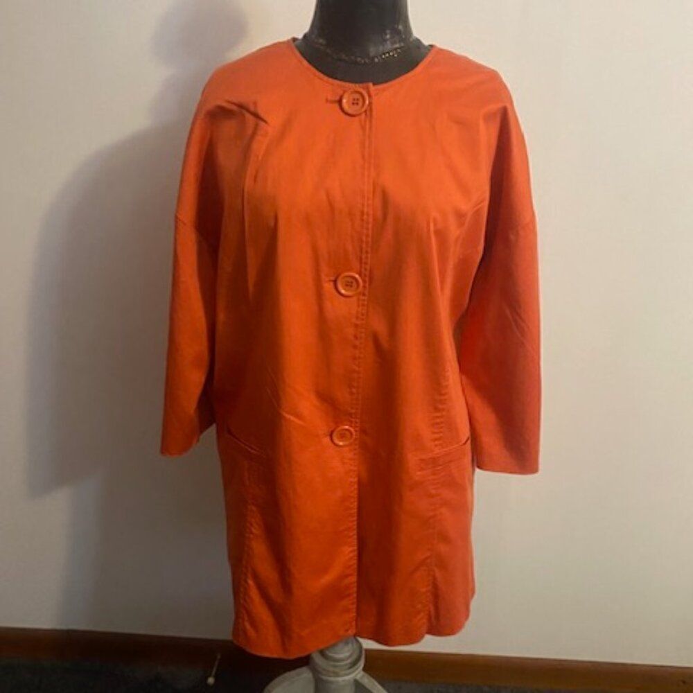 Newport News Orange Button-Front Coat Jacket